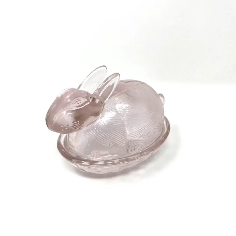 Target Colored Glass Figural Bunny Treats Candy Dish Easter Pink Clear Green